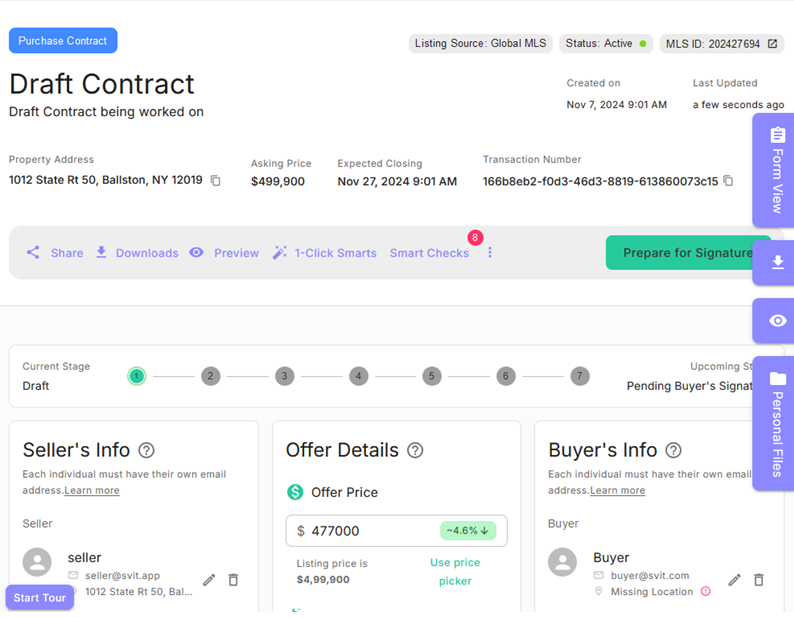 Create Purchase Contract
